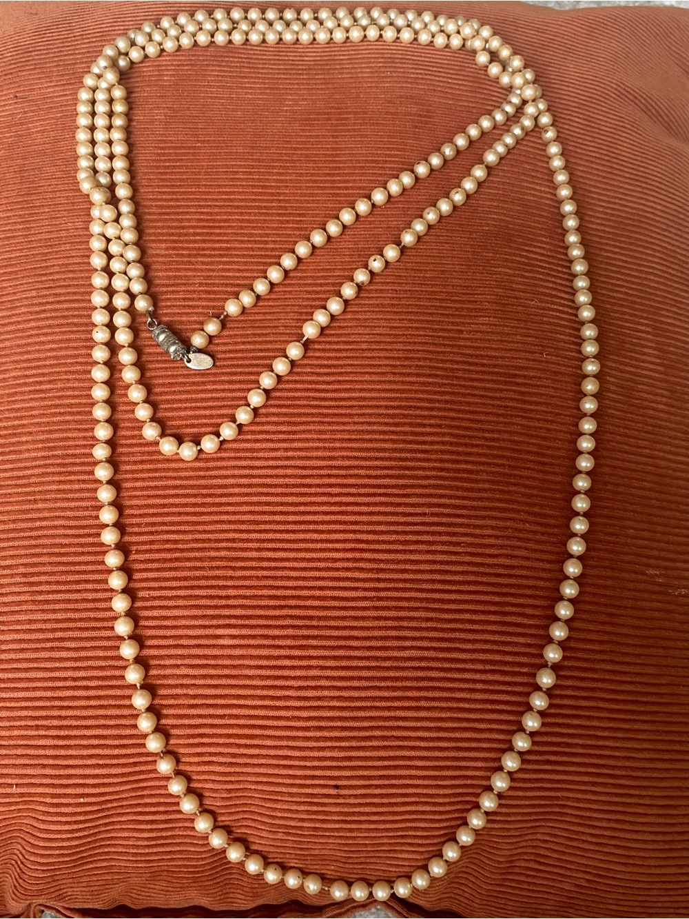 Vintage Les Bernard Faux Pearl Extra Long Necklace